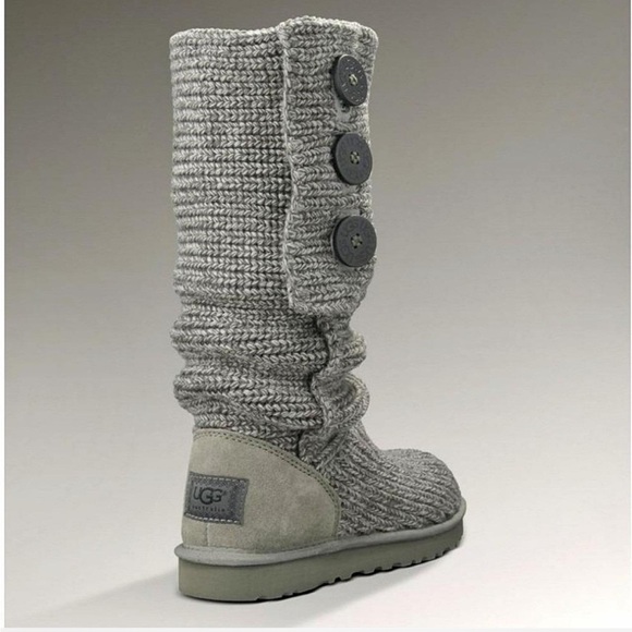 Ugg Classic Cardy Knit Wool Button Tall Size 8 Grey Bohemian Winter Whimsigoth - Picture 3 of 8